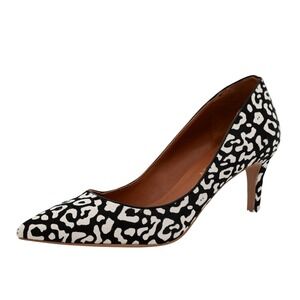 Custom Made Shoes of Prey Black White Leopard Pony Hair Pointed Stiletto Heels